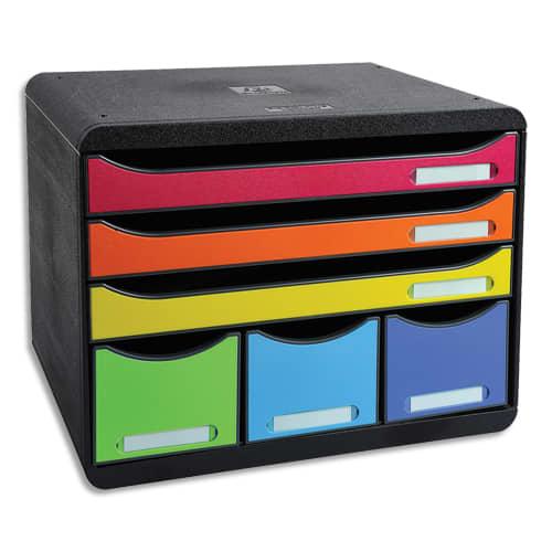 Exacompta module store-box noir arlequin 6 tiroirs ps, 3 formats a4+, 3 rangements l35,5 x h27,1 x p27 cm_0