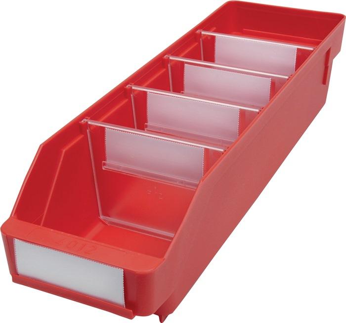 Boîte pour étagère L400xl120xH95mm rouge PP_0