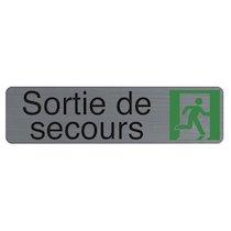 Plaque adhésive imitation aluminium Sortie de secours 16,5X4,4 cm 67172E - Lot de 4_0