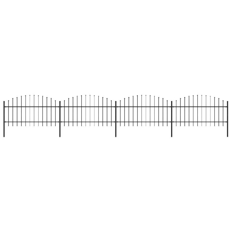 Vidaxl clôture de jardin à dessus en lance acier (1-1,25)x6,8 m noir 277724_0