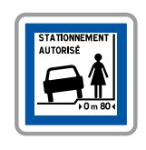 Panneau de signalisation indication: Autorisation de stationner sur le trottoir sous condition - CE50n_0