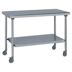 Tournus Equipement Table inox centrale sur roues avec étagère inférieure fixe longueur 1200 mm Tournus - 464922 - plastique 464922_0