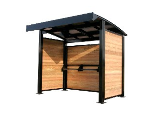 Abri bus gironde / structure en bois / bardage en bois / avec banc assis-debout / 255 x 194 cm_0