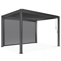 Oviala Business Pergola bioclimatique 3x4m autoportée avec 1 store 3,73 x 2,34 m - gris aluminium 109331_0