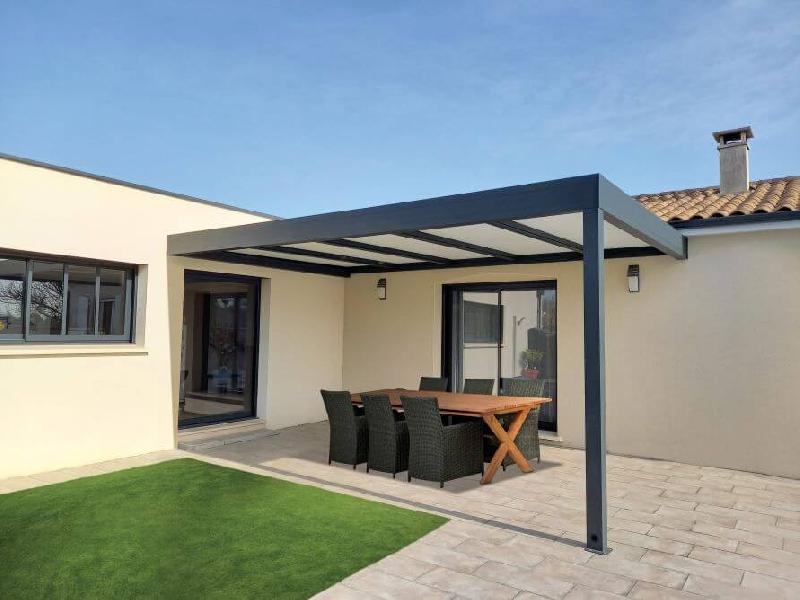 Pergola Aluminium Toit Plat Panneaux Sandwich 32mm H3 Entre Murs Sur Mesure Référence: Pergola H3 Thermo Entre Murs_0