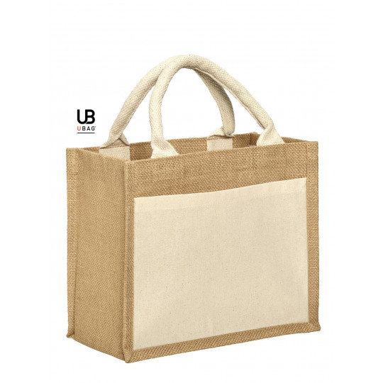 Sac shopping jute naturel avec anses et poche avant en coton - DARWIN001/010 - Darwin_0