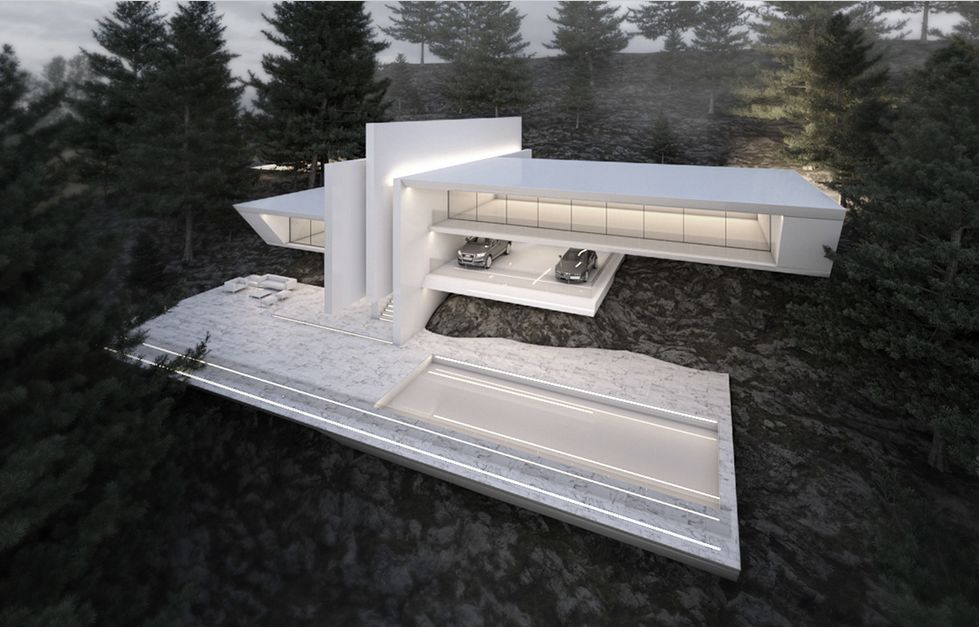 Grand Maison préfabriquée en pente , beton acier 160 m2, à deux étages - ISK310_0
