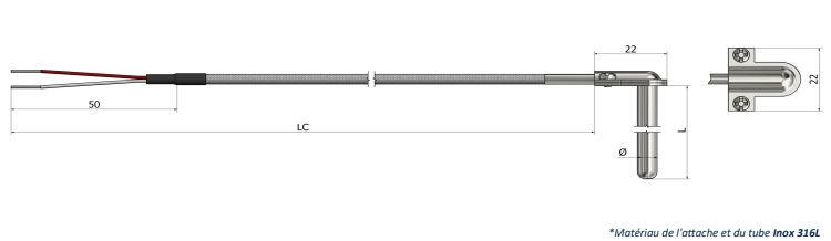 Thermistance de surface Coudé (attache à connecter) - HS21_0