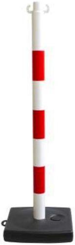 Balise de signalisation rouge et blanche avec support de chaîne, hauteur 90cm, socle - CATAL321_0