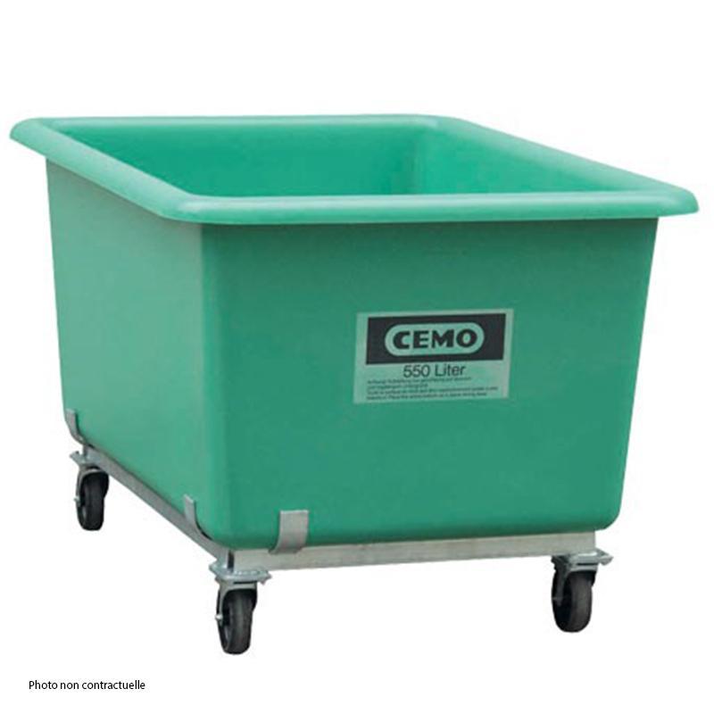 Bac PFV haut vert 200 litres sur roulettes - Résistant aux huiles, fioul, gasoil, produits chimiques - CEMO - 1194_0