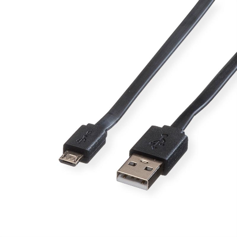 ROLINE Câble USB 2.0, USB A mâle - Micro USB B mâle, noir, 1 m_0