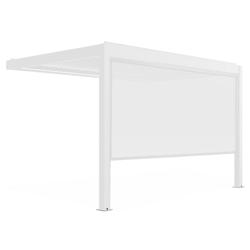 Oviala Business Pergola bioclimatique adossée et motorisée éclairée 3x4m et 1 store - Oviala - blanc aluminium 110444_0