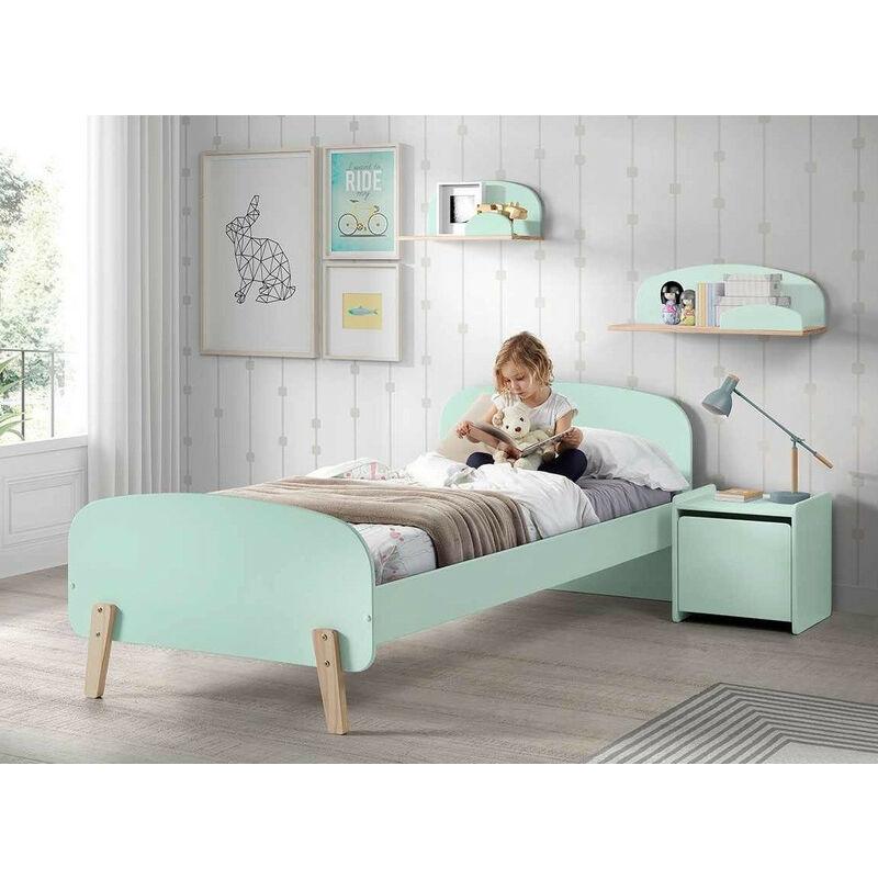 Chambre Enfant 3 Pieces Lit Chevet Et Coffre Bois Laque Vert Et Pin Clair Kiddy 90x0 Cm Comparer Les Prix De Chambre Enfant 3 Pieces Lit Chevet Et Coffre Bois Laque Vert