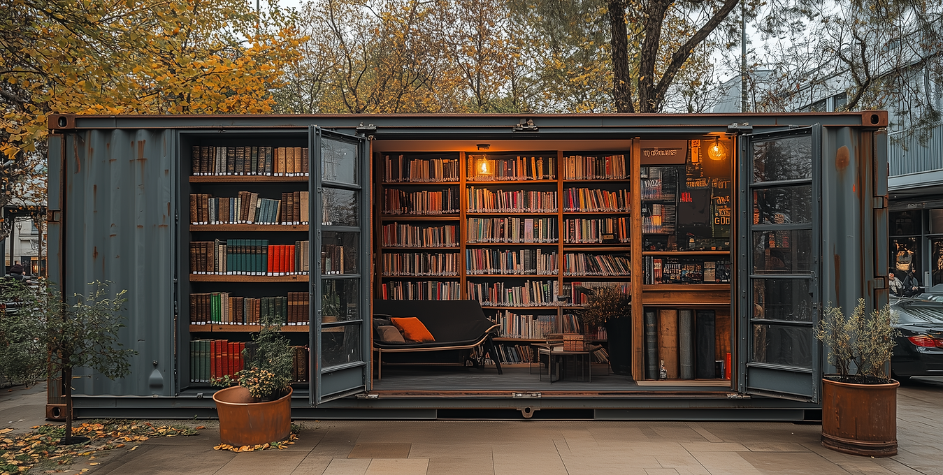 Container Librairie :  un espace mobile, transportable dédié à la littérature en milieu urbain_0