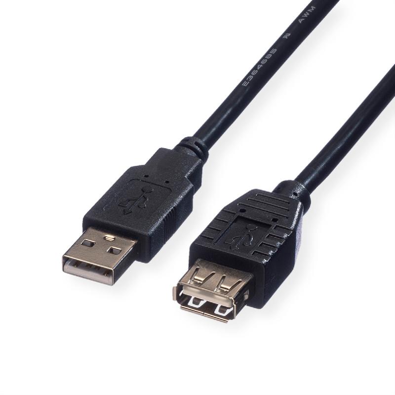 ROLINE Câble USB 2.0 Type A-A, M/F, noir, 0,8 m_0