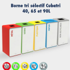 Borne de tri sélectif 90L sans serrure - Support sac sur glissière avec Roulettes - CUBATRI_0