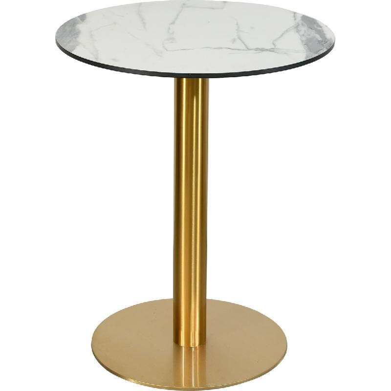 Table de restaurant ronde Ø60cm dorée - compact décor pierre_0