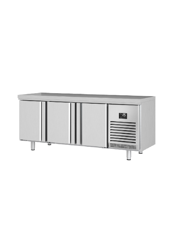 Desserte réfrigérée positive 3 portes GN1/1 centrale INFRICO - Tout inox AISI304 avec contrôleur numérique tactile IP65 - 465 litres - Groupe tropicalisé 40°C_0