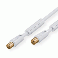 Câble d'antenne avec ferrite M/F, blanc, 2,5 m