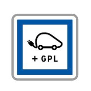 Panneau de signalisation indication Poste de recharge de véhicules électriques + G.P.L. 7 / 7 et 24 / 24 - CE15j