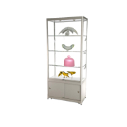 Vitrine Exposition LED H 200 x L 90 x P 45 cm - GRIS ALU - Réf.2228410