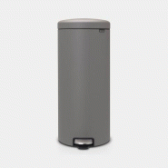 Poubelle à pédale newIcon 30 litres - Mineral Concrete Grey - Brabantia - Volume L (30 L) - Revêtement satiné - Pédale en métal inoxydable