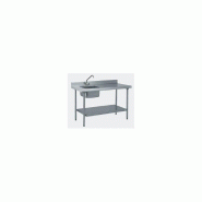 Table inox du chef Tournus Equipement - un bac à gauche 400x400x250 mm avec étagère basse - AISI 441