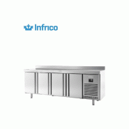 Desserte réfrigérée négative 4 portes GN1/1 adossée INFRICO BMGN2450BT - Tout inox AISI304 - Contrôleur numérique tactile - Isolation polyuréthane 70mm - Retour automatique des portes