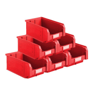 Lot de 21 bacs à bec plastique 9.4l rouge