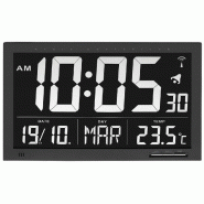 Horloge / Calendrier LCD - Digits blancs sur noir - Radio-pilotée