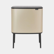 Poubelle Bo Touch Bin - 3 x 11 litres - Metallic Gold - Idéale pour trier les déchets avec style