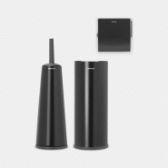 Accessoire de toilettes kit -ReNew, kit de 3 - Matt Black - Brosse de Toilettes, Porte-Rouleau et Distributeur de Papier Hygiénique