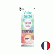 Support ventouse avec bâche personnalisée - Publiflam potence vitrine personnalise im145c