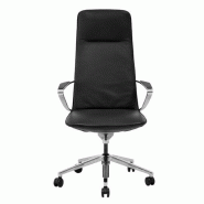 Fauteuil de bureau en cuir ALEC - design harmonieux - blocable 2 positions - aluminium poli