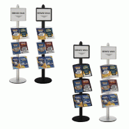 Meuble présentoir Présentoir Visual-Displays® NOIR avec Cadre A3 et 3 étagères Plexiglass - Réf : 214605NR pour affiche 297 x 420 mm portrait ou paysage