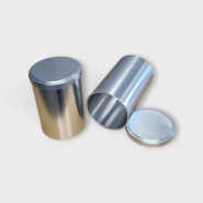 Boîte métal cylindrique argentée diam. 90 mm x Hauteur 140 mm - BE000006