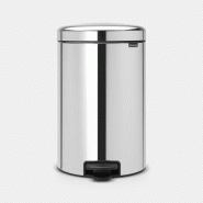 Poubelle à pédale newIcon Brabantia - 20 litres, seau intérieur métal - Brilliant Steel