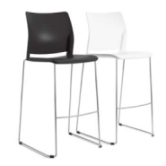 Tabouret assise et dos PP, pied traineau chromé, empilable x 4- Adela Traineau ALG0/4 - PROMO -30%