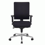 Fauteuil de bureau ergonomique HANS - Sitek - noir - piétement en aluminium chromé - accoudoirs 2D