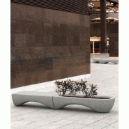 Jardinière en béton Wave - J130, J71 - Blanc et gris - 190 x 80 x 45 cm