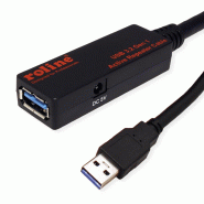 ROLINE Câble prolongateur USB 3.2 Gen 1 actif, noir, 10 m