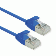 ROLINE Cordon DataCenter U/FTP Cat.6A (Classe EA), LSOH, slim, bleu, 0,3 m