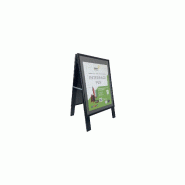 Chevalet stop trottoir bois noir avec porte affiche alu format A2 - Dimensions 78 x 45 cm - Référence : LSTFA2N