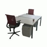 Poste de travail complet - Bureau Droit Blanc 140x80 cm + Fauteuil ergonomique SEDUS + Caisson sur roues 2/3 tiroirs d'occasion