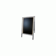 Chevalet stop trottoir en bois avec éclairage LED - 90 x 55 cm - Référence : LSTF49G+LED