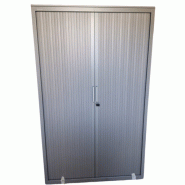 Armoire métallique monobloc Steelcase d'occasion - gris - 4 étagères réglables - fermeture à rideaux - H 198 x L 120 x P 45