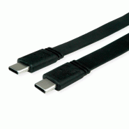 VALUE Câble USB4 Gen 3, avec Power Delivery 20V5A, Emark, C-C, M/M, 40 Gbit/s, plat, noir, 0,5 m