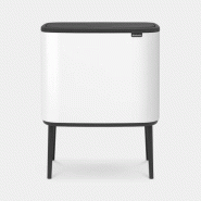 Poubelle Bo Touch Bin - 3 x 11 litres - Blanche - Idéale pour trier les déchets avec style