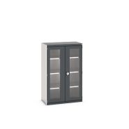 Armoire A Tablettes Cubio Et Portes Transparentes