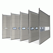 Porte sectionnelle industrielle iso 40 mm / automatique / repliable en plafond / pleine / en métal / avec hublot et portillon / isolation phonique / isolation thermique